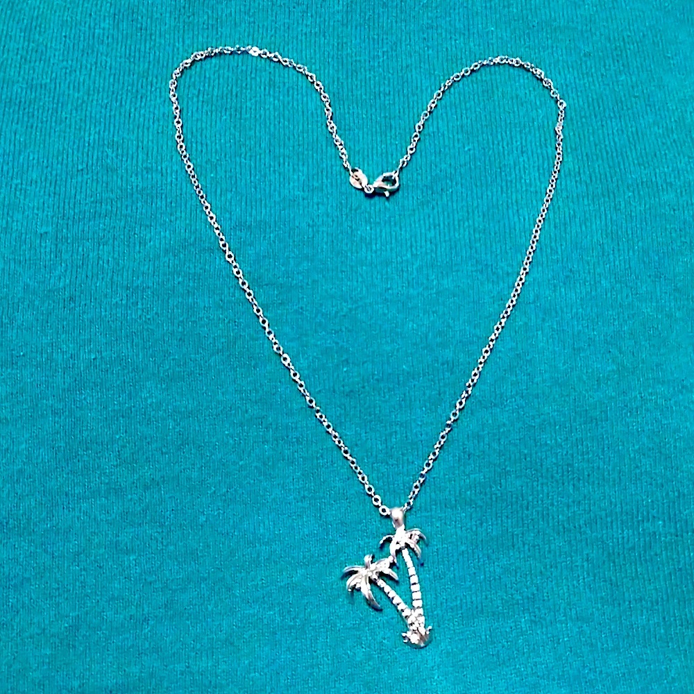 🌴Palm Trees on a Silver Chain Necklace. Coastal, beach, outdoors, beautiful.
